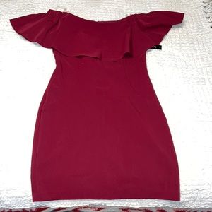 Cute red wine off the shoulder dress